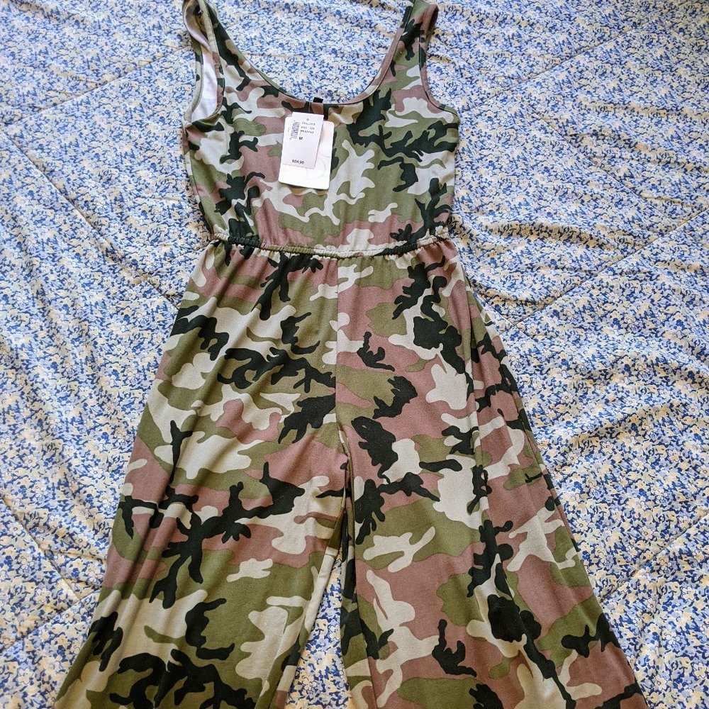 Green and Black Tactical Jumpsuit with Camouflage Pattern